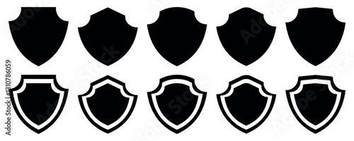 
Shield icons set. Protect signs Different shields icon collection. Collection of security shield icons with contours and linear signs. Vector-EPS 10 