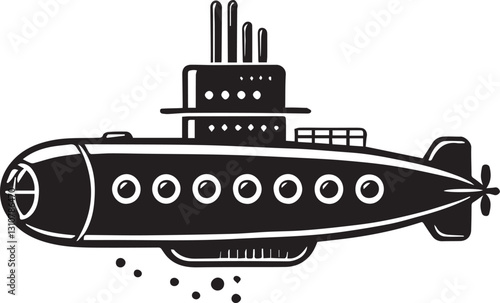 black Submarine vector illustration, black Submarine silhouette vector, Submarine logo vector, Submarine silhouette vector black and white