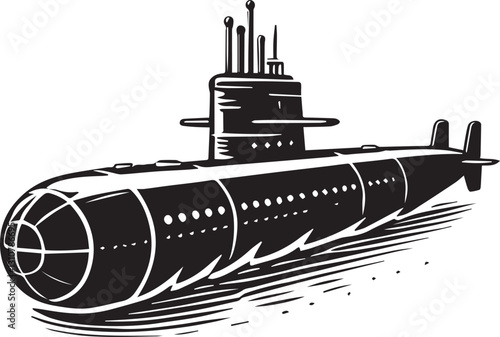 black Submarine vector illustration, black Submarine silhouette vector, Submarine logo vector, Submarine silhouette vector black and white