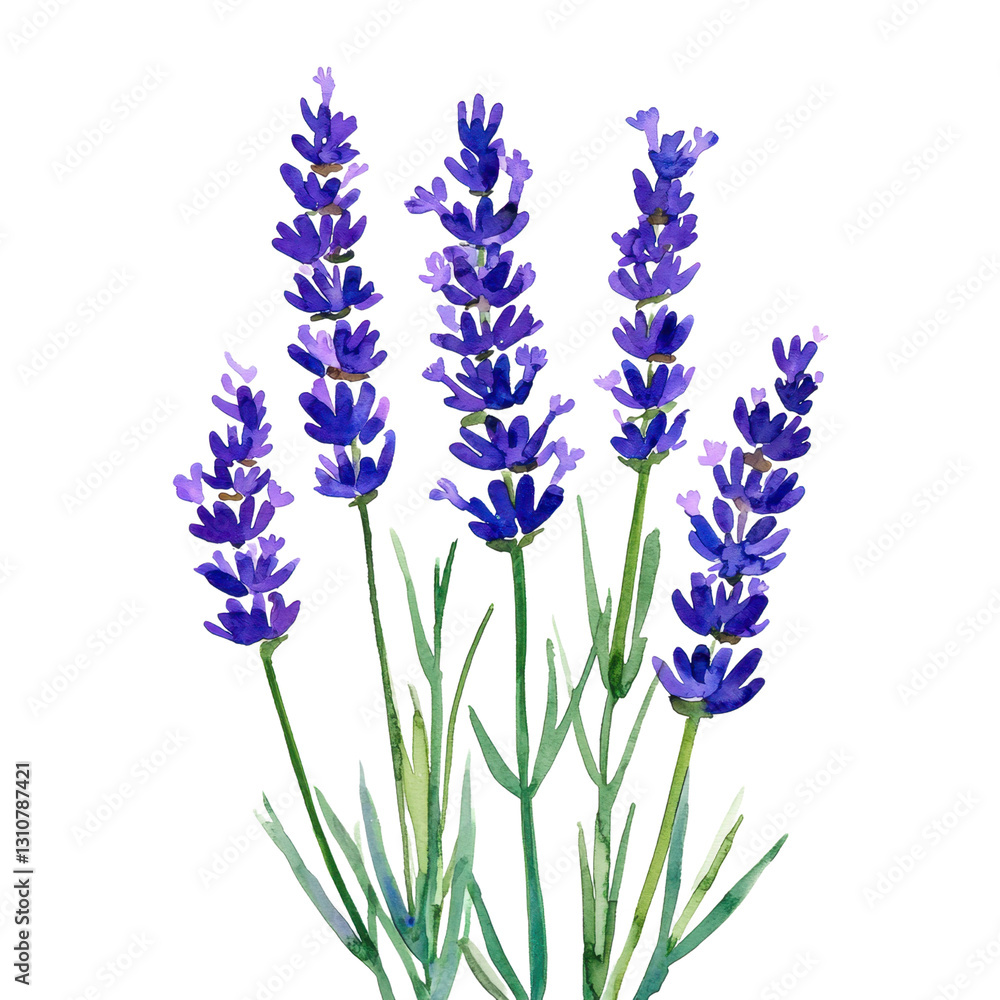 Fototapeta premium Beautiful Lavender Flower Blooms with Green Leaves in Nature