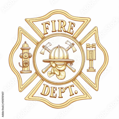 Golden Fire Department Maltese Cross Emblem