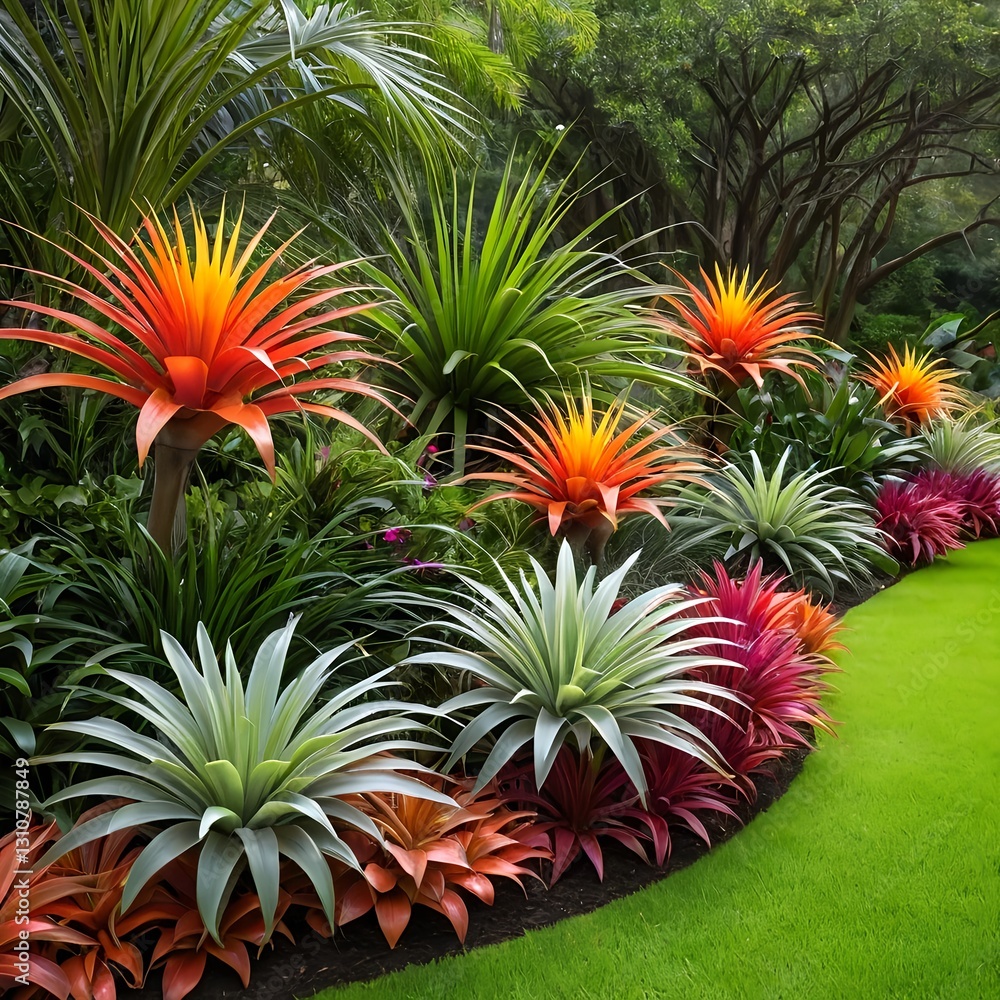 Fototapeta premium Vibrant Tropical Garden Border