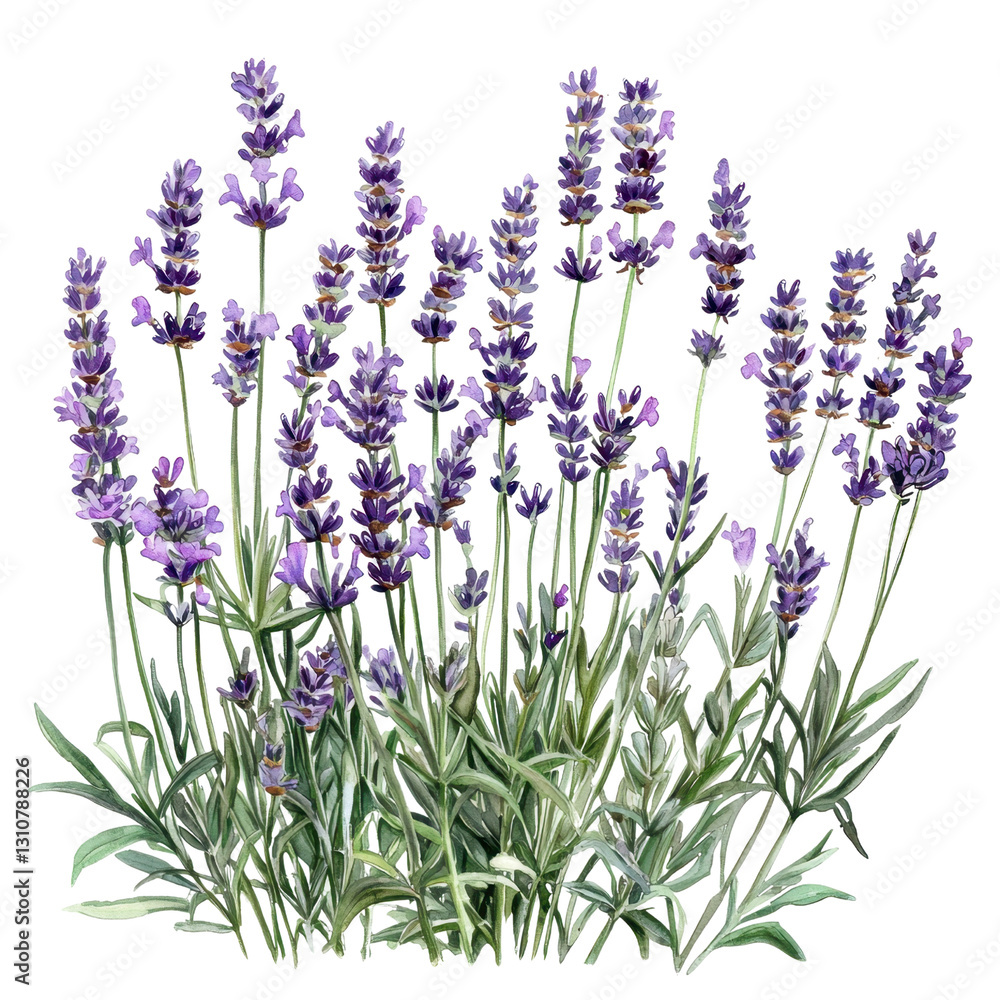 Obraz premium Vibrant Lavender Flowers in Bloom with Green Leaves and Stems