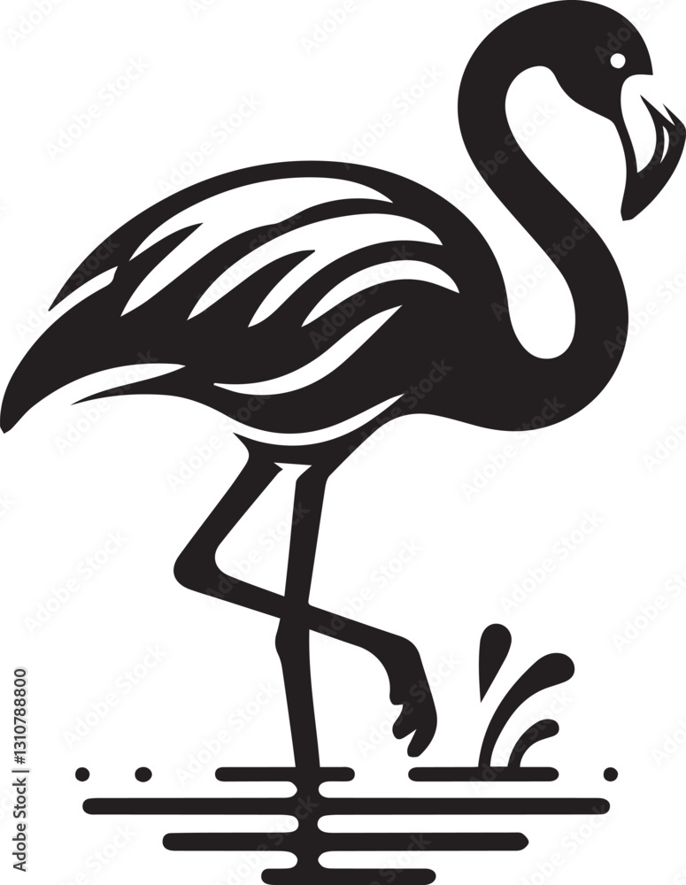 Naklejka premium vector illustration of a flamingo, black flamingo silhouette vector, flamingo logo vector, flamingo silhouette vector black and white