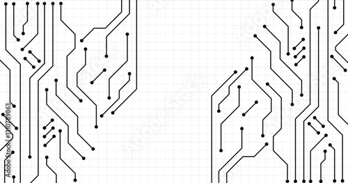 Circuit board technology background with hi-tech digital data connection system and computer electronic design. Vector illustration.