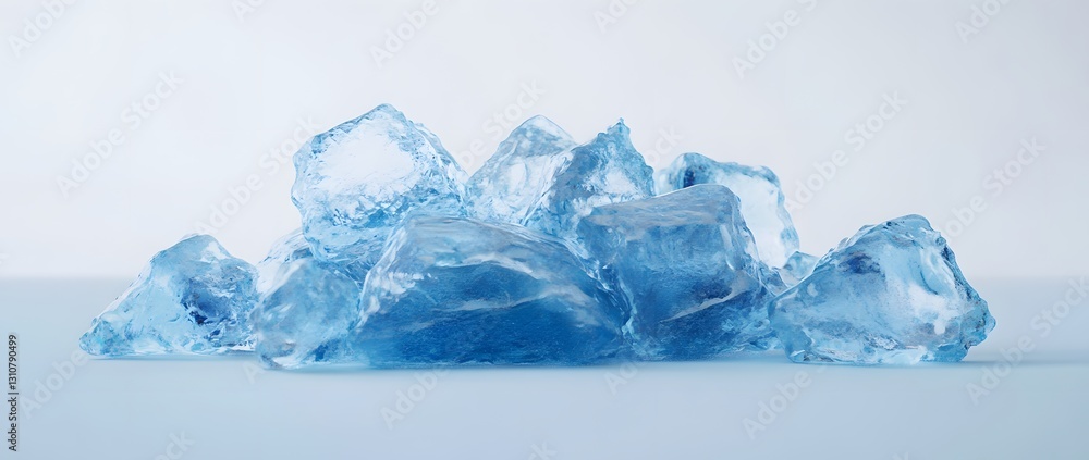 Obraz premium Ice Cubes Pile Against Light Background