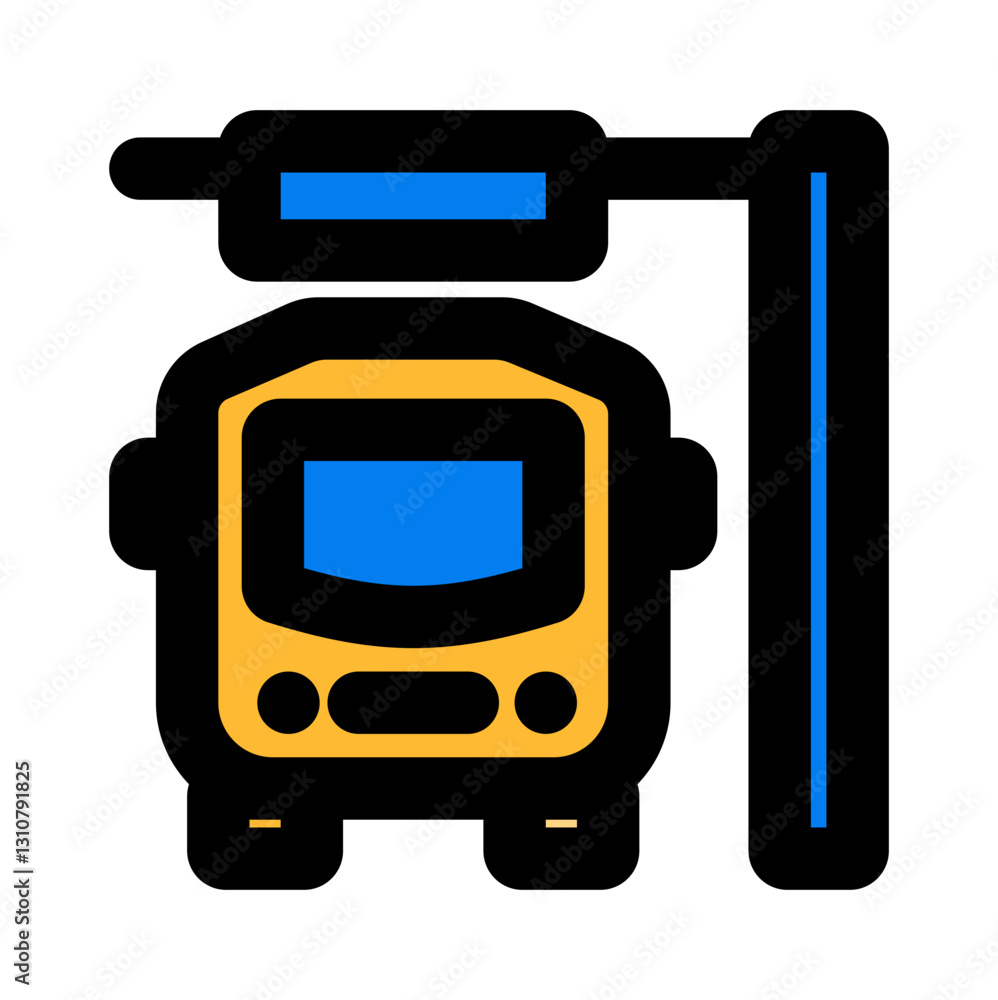 Fototapeta premium bus station fill color icon style