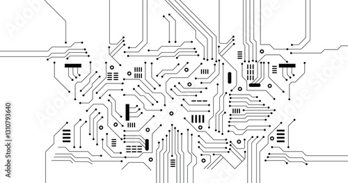 Circuit technology background with hi-tech digital data connection system and computer electronic design. Vector eps file