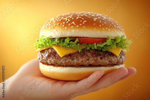 Delicious Hamburger Containing Lettuce Cheese And A Tomato Slice Is Shown