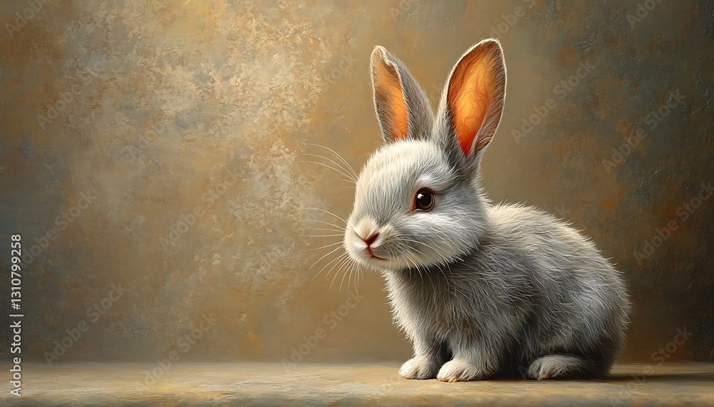 Obraz premium Adorable grey bunny rabbit sitting.