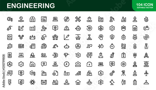 Engineering and Mechanical Icons. Comprehensive Collection for Structural, Civil, and Electrical Engineering Projects