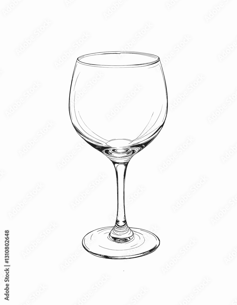 Sketch of a Clear Wine Glass on White Background Sketch of a Clear Wine Glass on White Background
