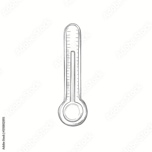 Sketched thermometer isolated on white background