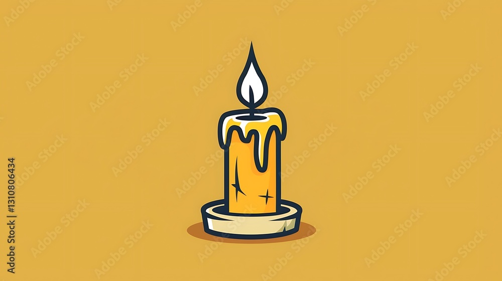 Minimalistic icon of a Halloween candle, crafted with clean lines in bright yellow. Minimalistic icon of a Halloween candle, crafted with clean lines in bright yellow.