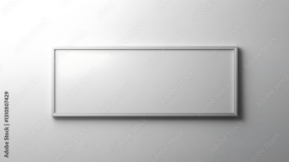 Blank white rectangular frame on a white wall. Blank white rectangular frame on a white wall.