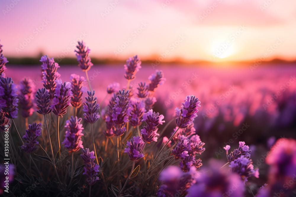 Obraz premium lavender flowers. close up shot of lavender flowers. Blooming lavender in a field