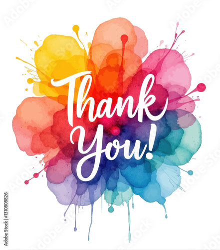 Watercolor Flower Thank You Graphic Design