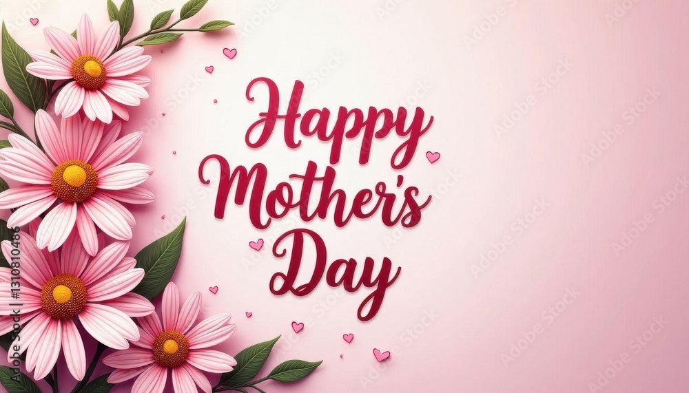 This is an illustration with the inscription Happy Mother's Day , surrounded by delicate flowers and small hearts. This image is perfect for Mother's Day greetings and cards. This is an illustration with the inscription Happy Mother's Day , surrounded by delicate flowers and small hearts. This image is perfect for Mother's Day greetings and cards.