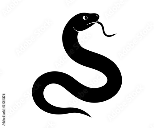 Snake black silhouette isolated on white background. Vector illustration