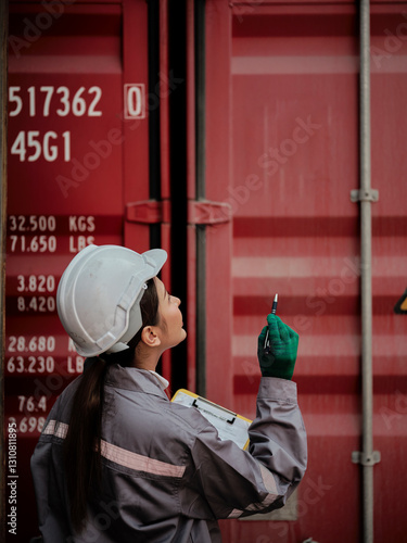 Obraz na płótnie Portrait of a female worker holding clipboard w salonie