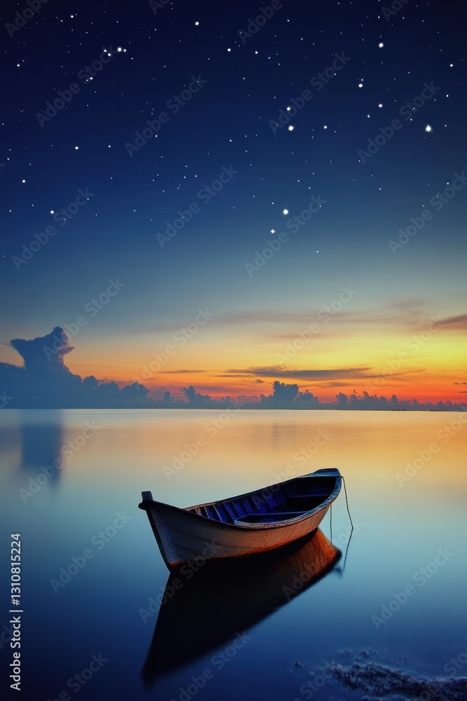 夕暮れの湖 ボート 夕暮れの湖 ボート