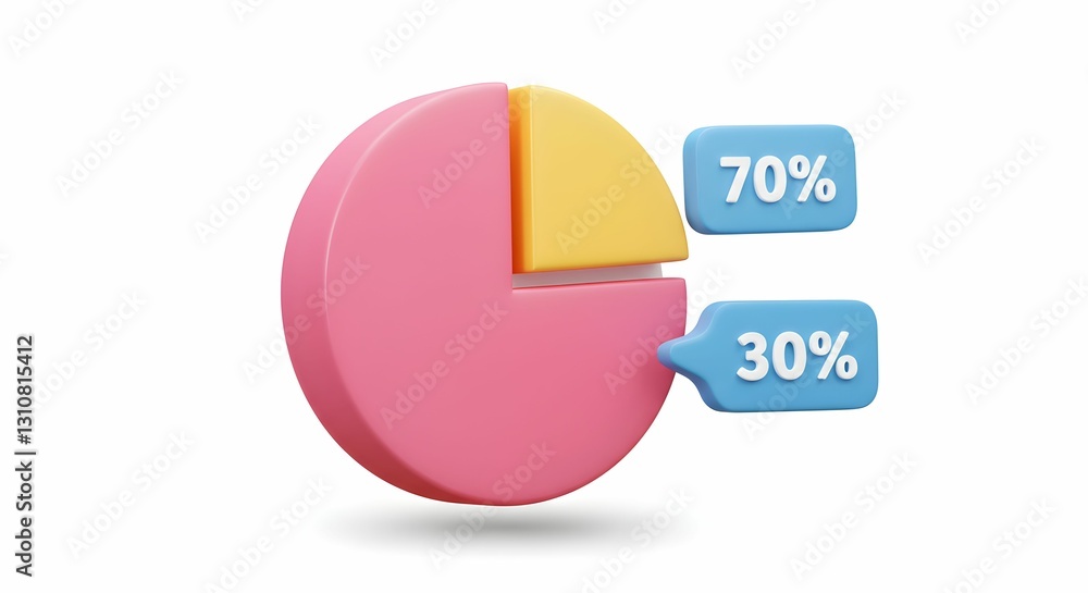 70/30 Pie Chart 3D Render 70/30 Pie Chart 3D Render