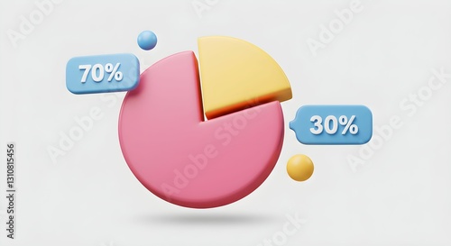 70/30 Pie Chart 3D Render