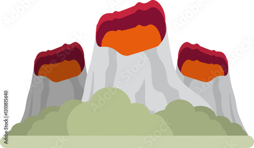 Nature Volcano Magma Icon Element