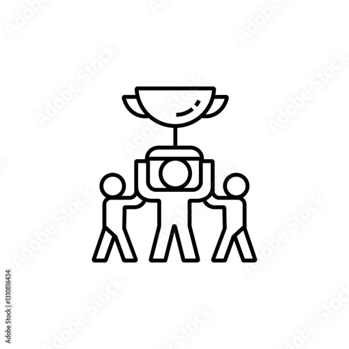 Team achievement - three people with Trophy 