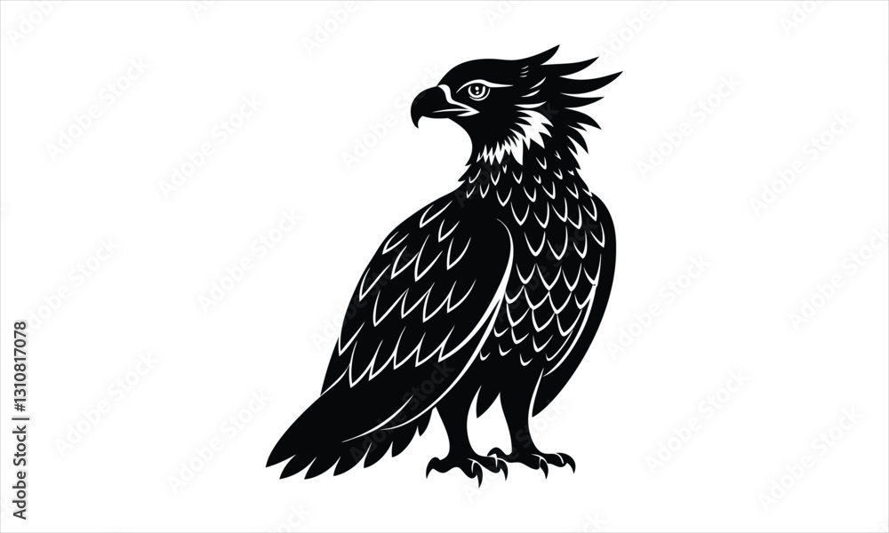 Fototapeta premium Eagle Black and White Silhouette Design