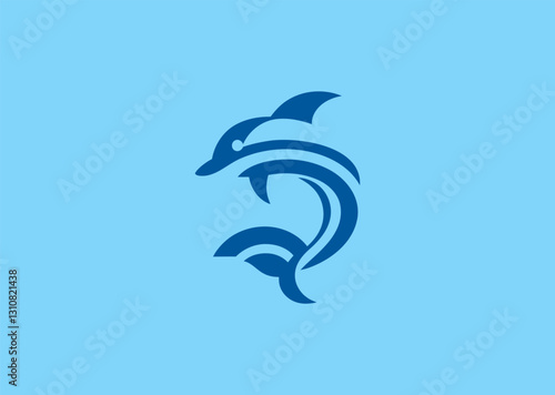 Abstract Geometric Dolphin Logo – A streamlined geometric dolphin, symbolizing intelligence, playfulness, and the sea.