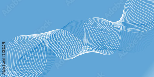Abstract blue background with whit line. Modern template abstract design flowing particles digital frequency track equalizer. abstract wave line for banner, wallpaper background with wave design