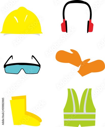 Personal Protective Equipment in Construction Projects, PPE set icon, construction project field uniform, safety first