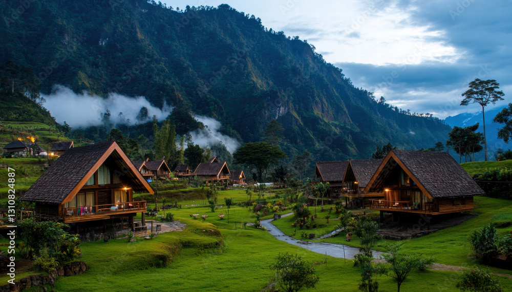 beautiful nature scenery houses