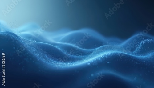 Abstract blue background with smooth flowing curves elegant highlights. Soft blue gradient mesh with glistering bokeh. Modern futuristic banner for presentation backdrop, digital wallpaper, screen