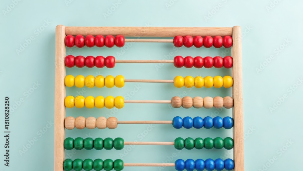 virtual classroom education with accessibility Concept Colorful wooden abacus on a light blue background. virtual classroom education with accessibility Concept Colorful wooden abacus on a light blue background.