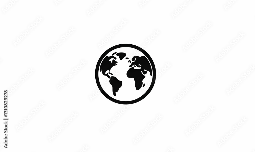 Simple monochrome globe illustration representing global connection Simple monochrome globe illustration representing global connection