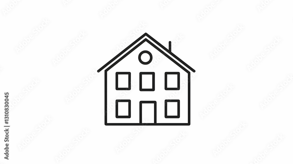 Simple Line Drawing of a House in Minimalist Style Simple Line Drawing of a House in Minimalist Style