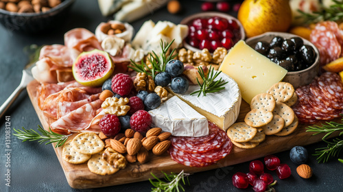 Delicious charcuterie board home gatherings food photography cozy kitchen top-down view culinary creativity