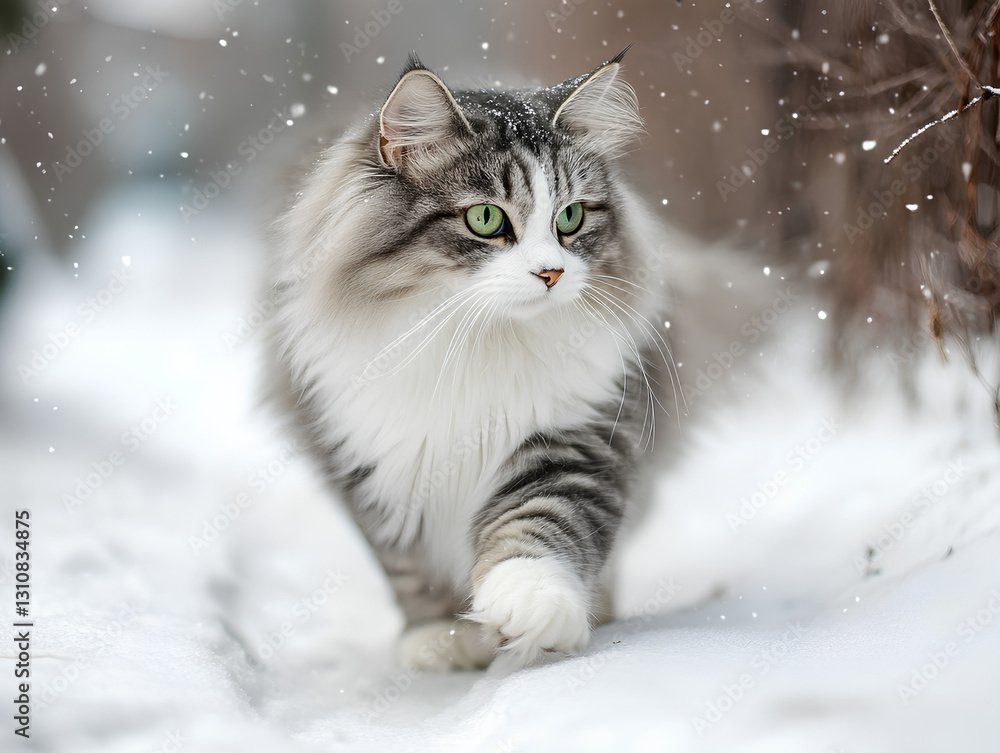 cat in snow cat in snow