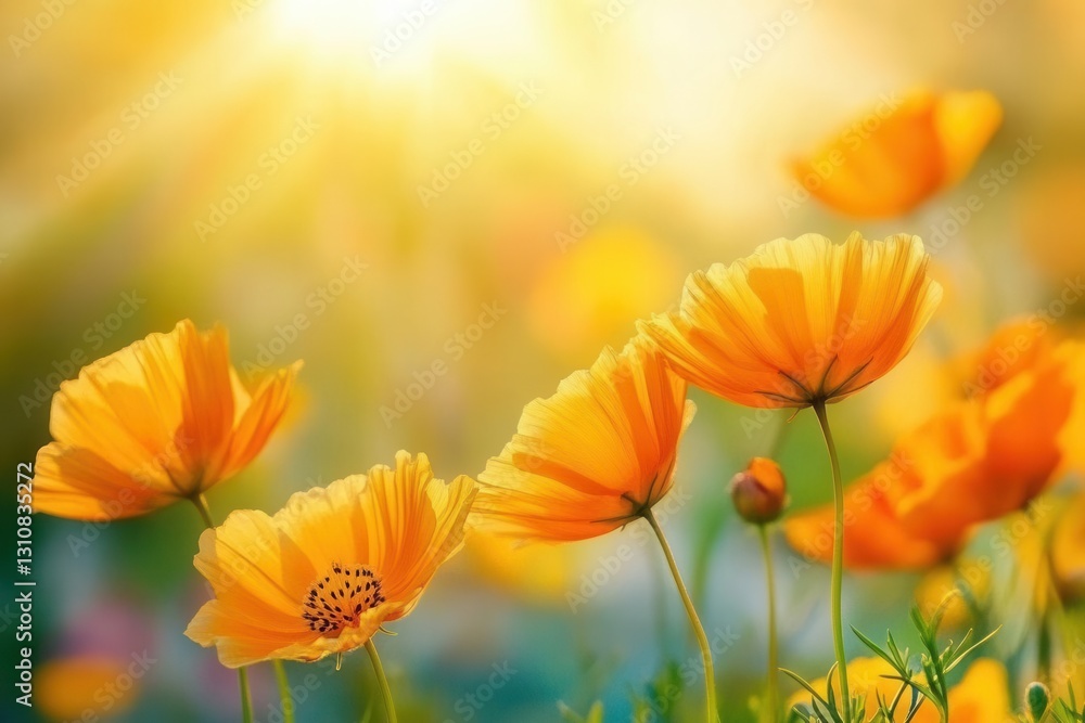 dreamlike macro photography of wildflowers in vibrant colors, bathed in golden spring sunlight, with bokeh effects creating an abstract, impressionistic quality and soft-focus foreground elements dreamlike macro photography of wildflowers in vibrant colors, bathed in golden spring sunlight, with bokeh effects creating an abstract, impressionistic quality and soft-focus foreground elements