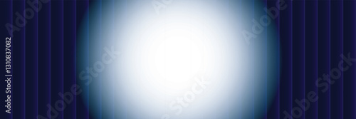 Abstract white and blue color background with glowing light at center of midnight blue straight lines pattern. Vector illustration.