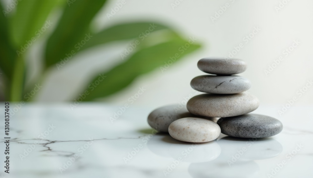 Smooth spa stones arranged artfully on pristine white marble , arrangement, beauty, photography Smooth spa stones arranged artfully on pristine white marble , arrangement, beauty, photography