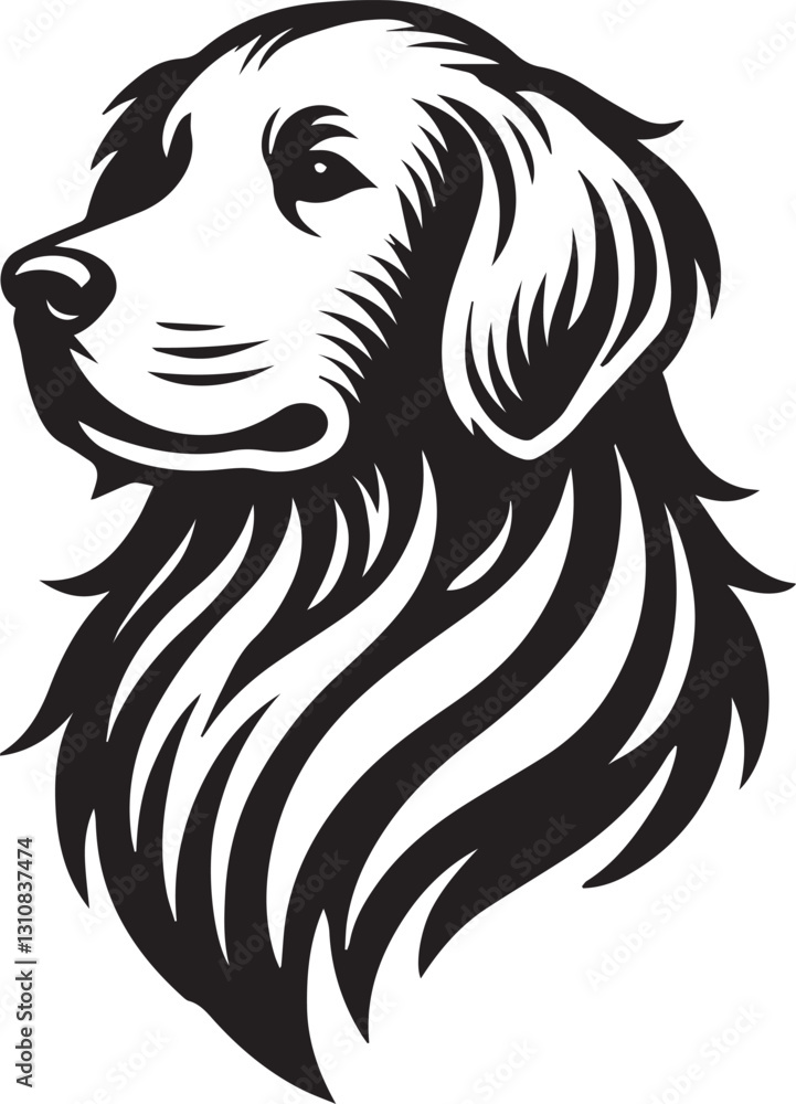 Fototapeta premium black vector illustration of a dog head vector, dog head silhouette vector, dog head vector icon, dog head silhouette vector black and white