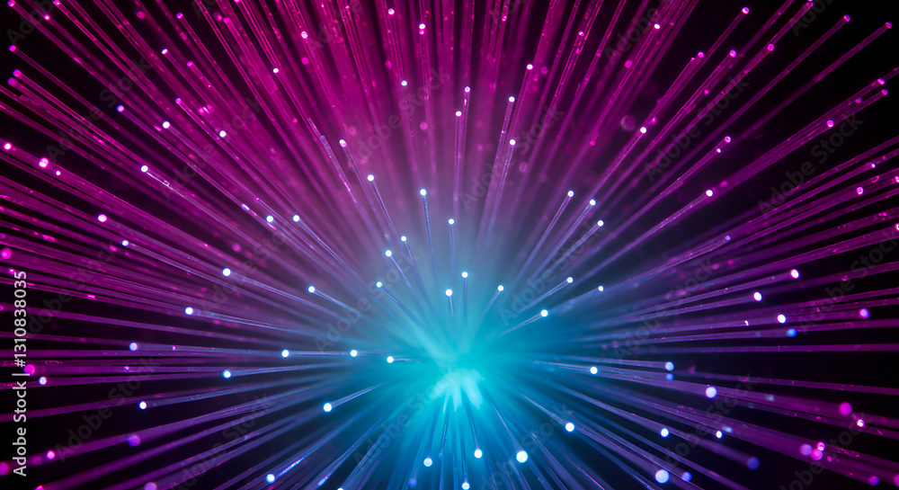 Naklejka premium Gradient Fiber Optic Soft Glow - Glowing Fiber Optic Lines Stock Image for Modern Digital Connectivity