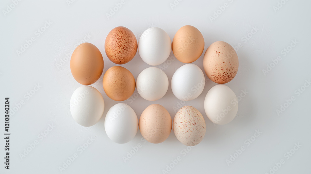 A perfectly balanced top-down view of eggs in warm, natural tones A perfectly balanced top-down view of eggs in warm, natural tones