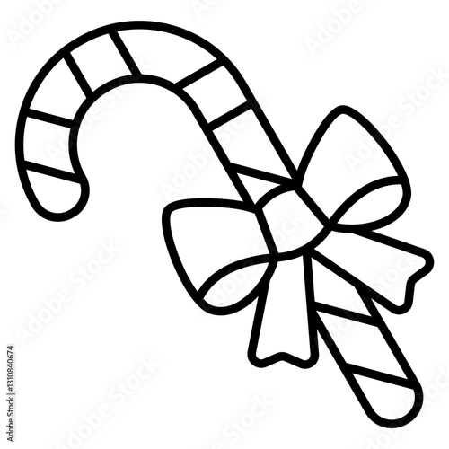 Candy Cane Outline Icon