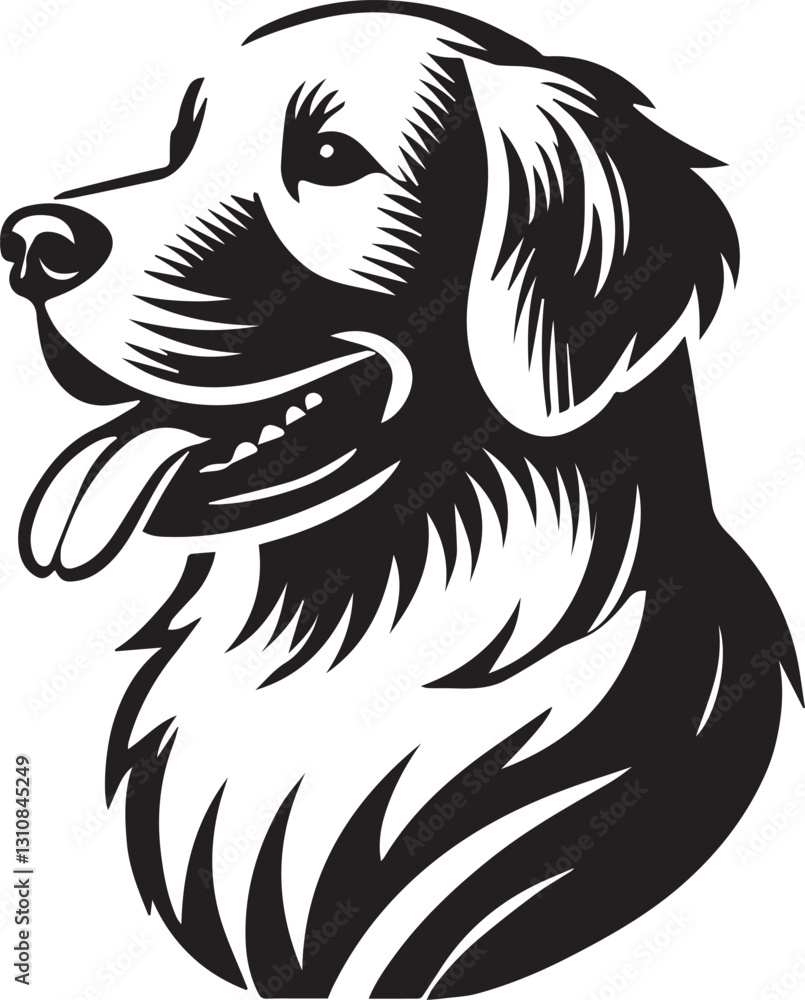 Obraz premium black vector illustration of a dog head vector, dog head silhouette vector, dog head vector icon, dog head silhouette vector black and white