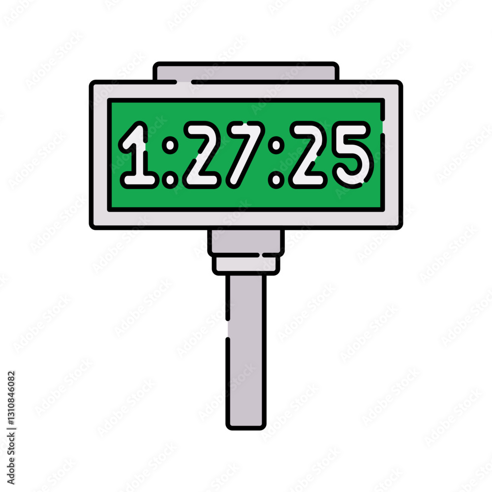 Race Timer Flat design style, a digital stopwatch with a race time display, symbolizing competition timing, useful for motorsport events, game UI elements, and race-related graphics. Race Timer Flat design style, a digital stopwatch with a race time display, symbolizing competition timing, useful for motorsport events, game UI elements, and race-related graphics.