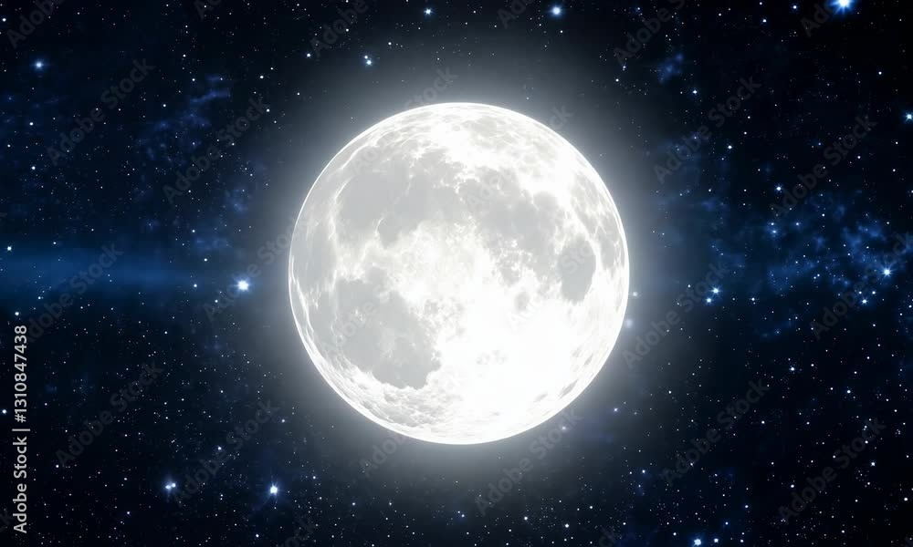Beautiful view of the shining moon in outer space
